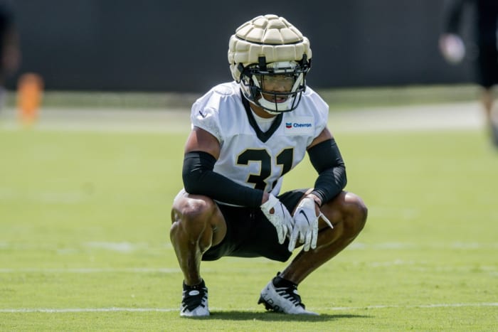 New Orleans Saints safety Jordan Howden (31) looks on during minicamp at the Ochsner Sports Performance Center. Mandatory Credit: Stephen Lew-USA TODAY Sports